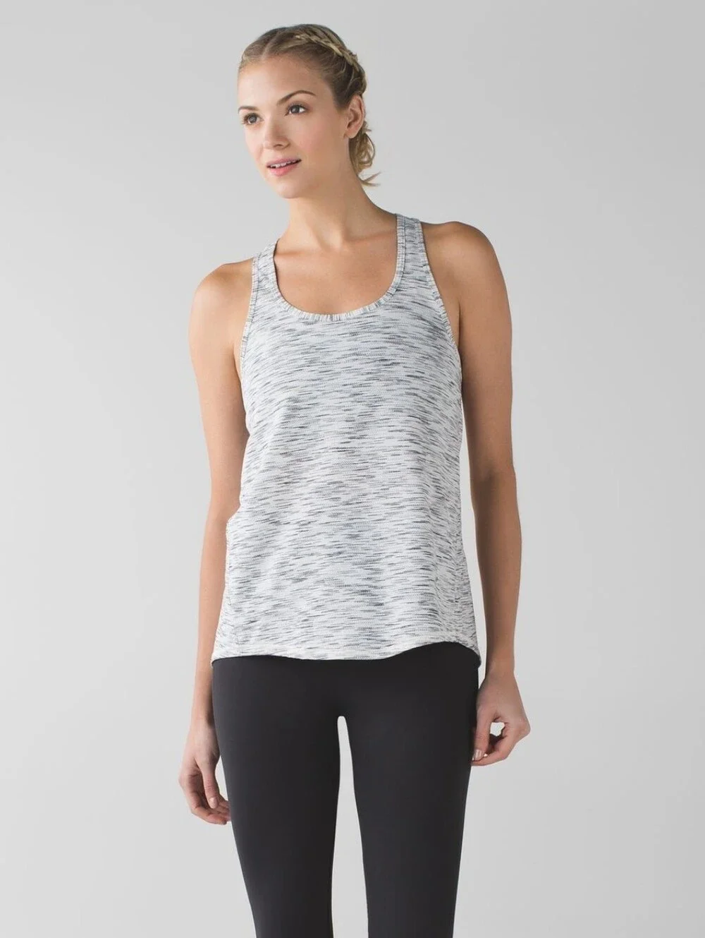Lululemon Split Back Racerback Tank Ivory Gray Size 4 Sleeveless Yoga Tie Back